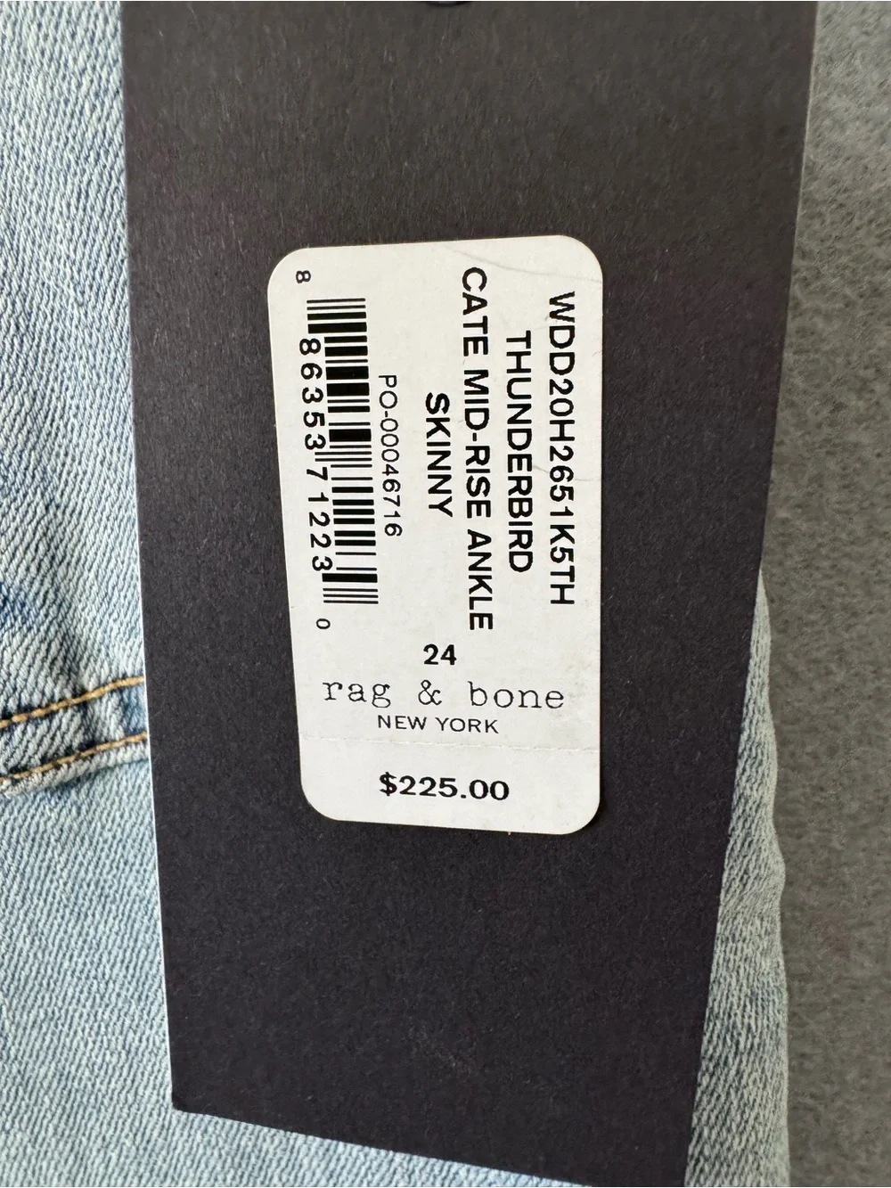Rag & Bone Cate Mid Rise Ankle Skinny Jeans 24 Thunderbird Light Wash NWT - Picture 7 of 7